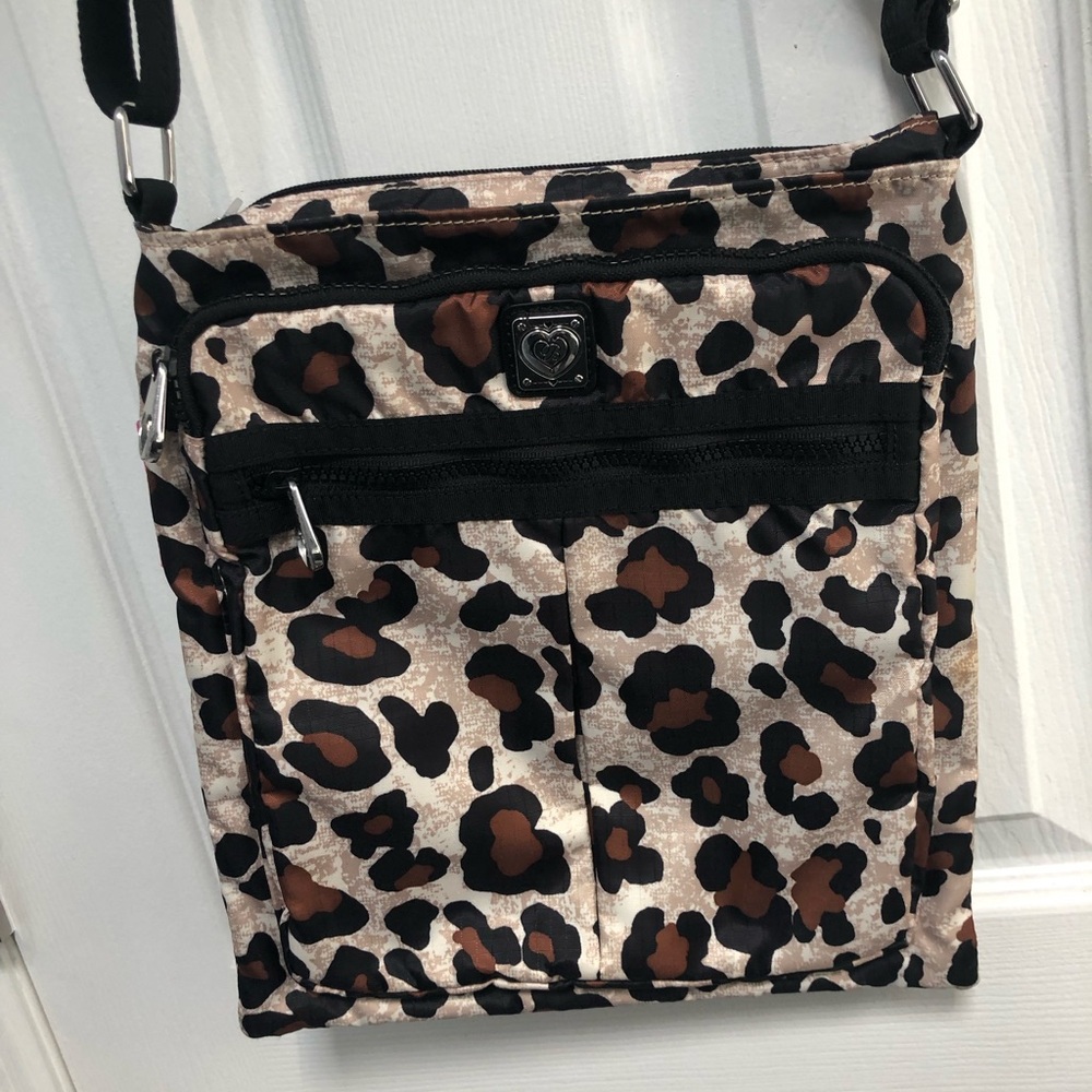 Brighton Leopard Print Large Rip-Stop Nylon Catwalk Travel Crossbody Bag